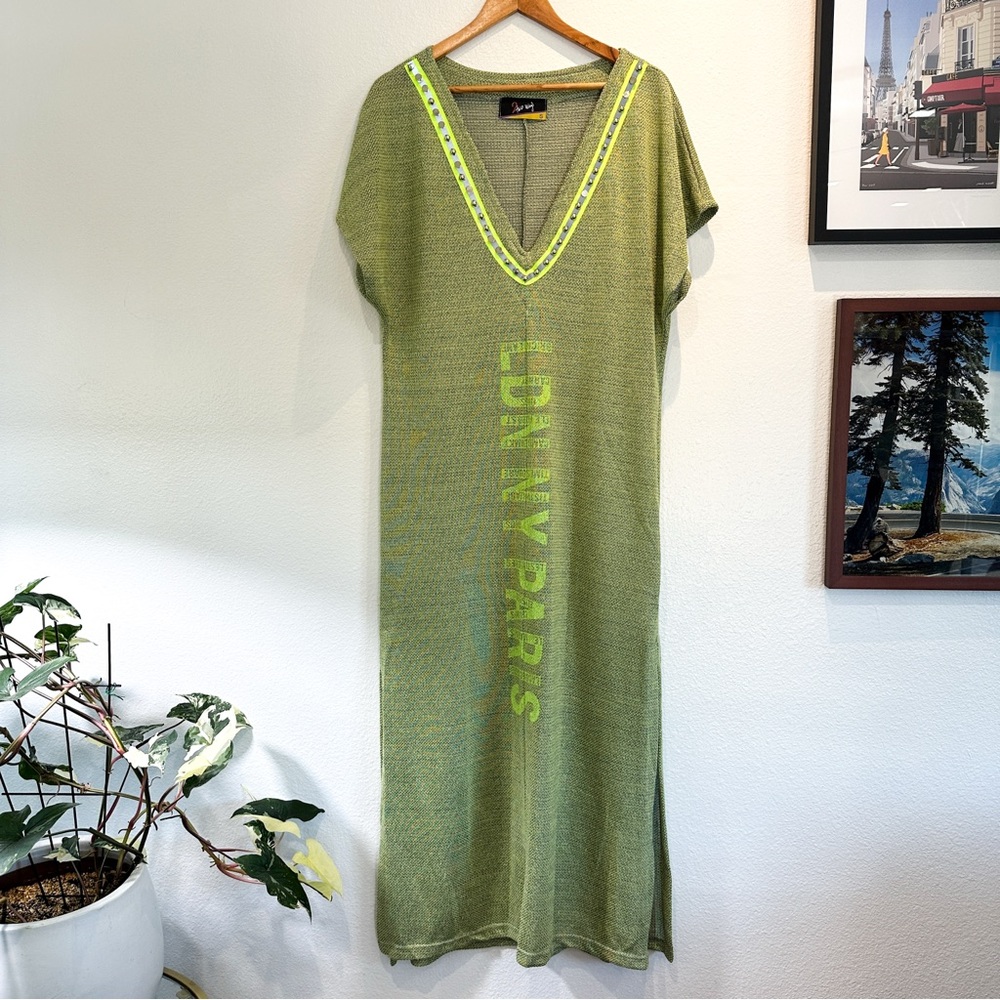 Olive Green V-Neck Swim Cover-Up